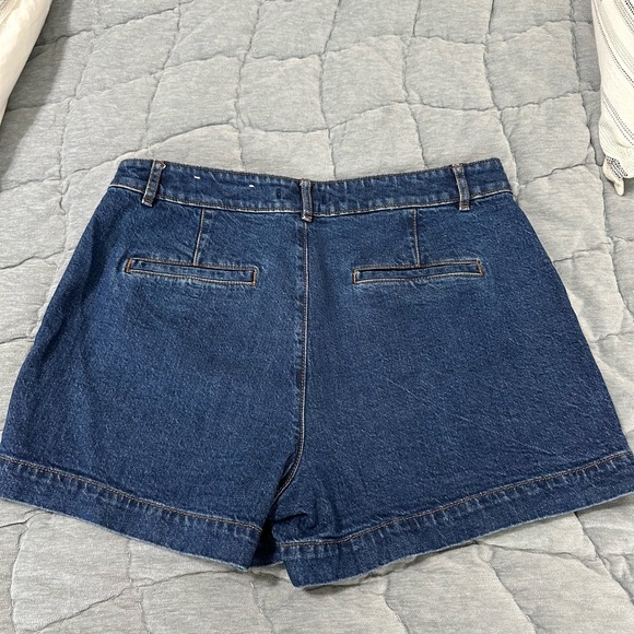 LOFT Palmer Blue Jean Shorts High-Waisted Tailored - Picture 4 of 4